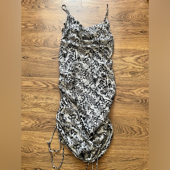 Free people intimately boho snakeskin ruched side tie small slip mini dress - Picture 4 of 8